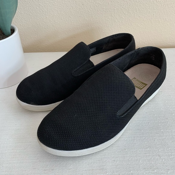 Fitflop Shoes Fitflop Black Mesh Slip On Casual Sneakers Womans 85
